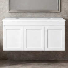 Stefania 1200mm Matte White Wall Hung Double Vanity with Stone Countertop